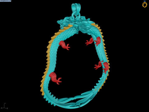 Twin dragon pendant - Dragon pendant - N911116 3D Принт Модель