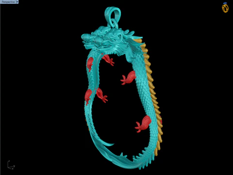 Twin dragon pendant - Dragon pendant - N911116 3D Print Model