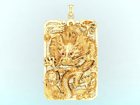 Dragon pendant - Mens pendant - N132 3D Druckmodell
