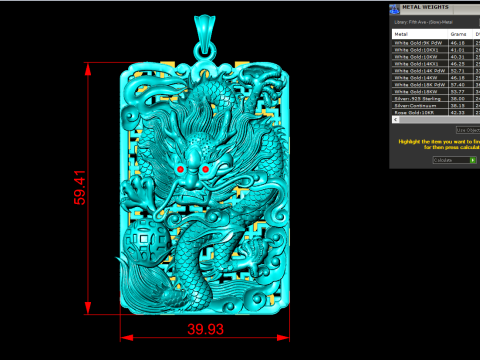Dragon pendant - Mens pendant - N132 3D Druckmodell