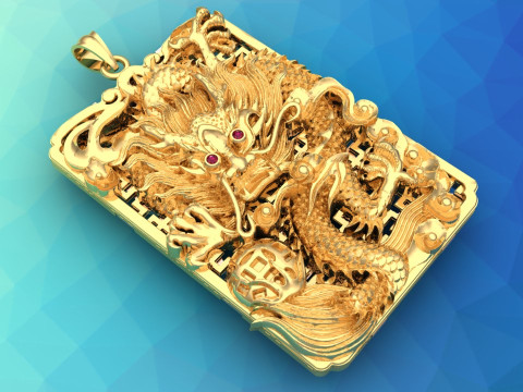 Dragon pendant - Mens pendant - N132 3D Druckmodell