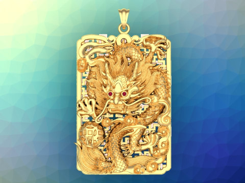 Dragon pendant - Mens pendant - N132 3D Druckmodell