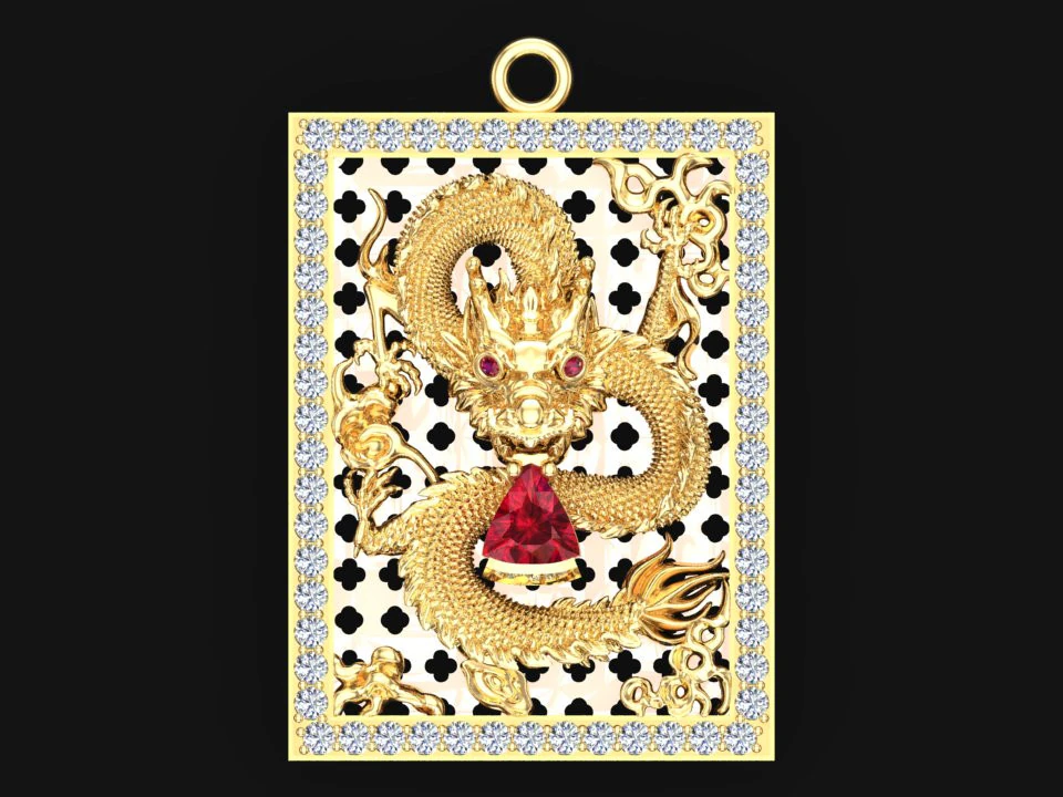 Dragon pendant - Mens pendant - N39 3D Print Model .c4d .max .obj .3ds .fbx .stl .blend 
