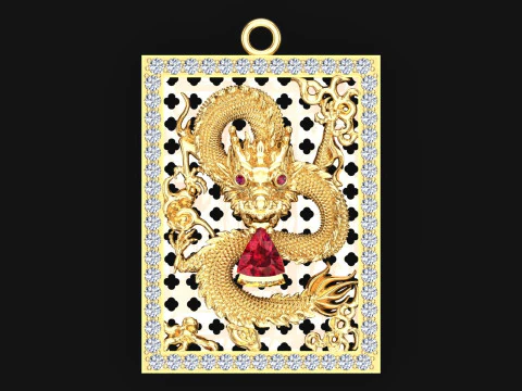 Підвіска з драконом - Чоловіча підвіска - N39 3D Принт Модель