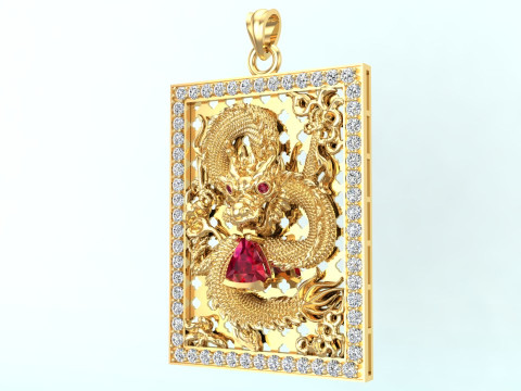 Dragon pendant - Mens pendant - N39 3D Print Model