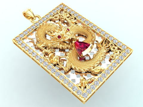 Dragon pendant - Mens pendant - N39 3D Print Model