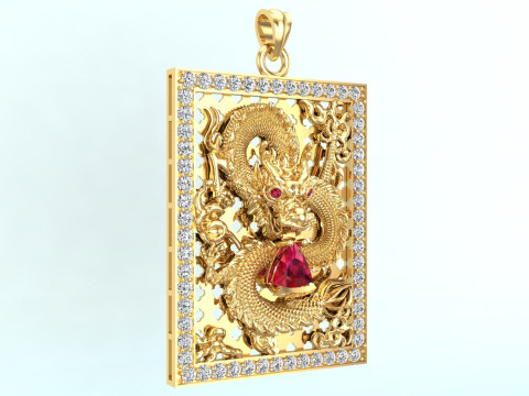 Dragon pendant - Mens pendant - N39 3D Print Model