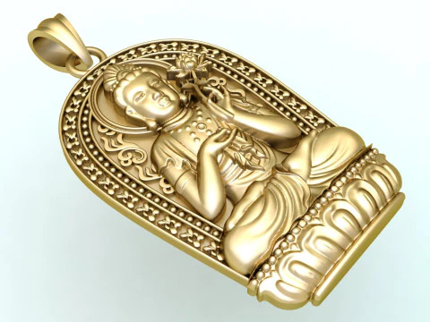 Mahasthamaprapta Bodhisattva Pendant - Buddhist Protection Jewelry - N911257 3D Print Model