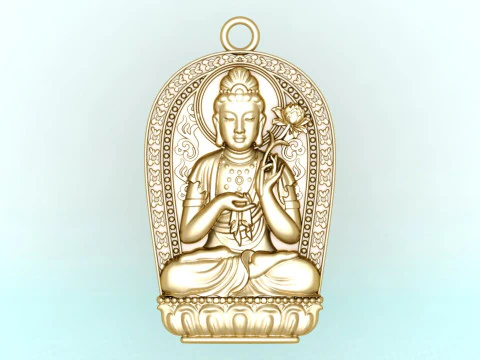 Liontin Bodhisattva Mahasthamaprapta - Perhiasan Perlindungan Buddha - N911257 Model Cetak 3D
