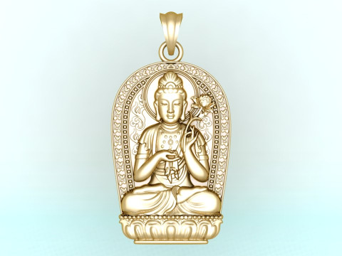 Mahasthamaprapta Bodhisattva Pendant - Buddhist Protection Jewelry - N911257 3D Baskı Modeli