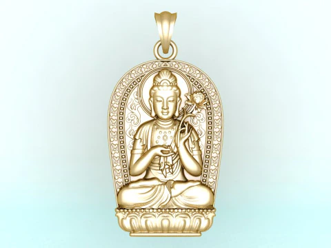Mahasthamaprapta Bodhisattva Pendant - Buddhist Protection Jewelry - N911257 3D Print Model