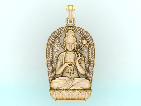 Mahasthamaprapta Bodhisattva Pendant - Buddhist Protection Jewelry - N911257 3D Baskı Modeli