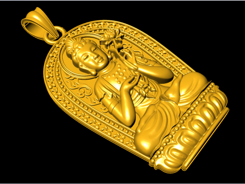 Mahasthamaprapta Bodhisattva Pendant - Buddhist Protection Jewelry - N911257 3D Baskı Modeli