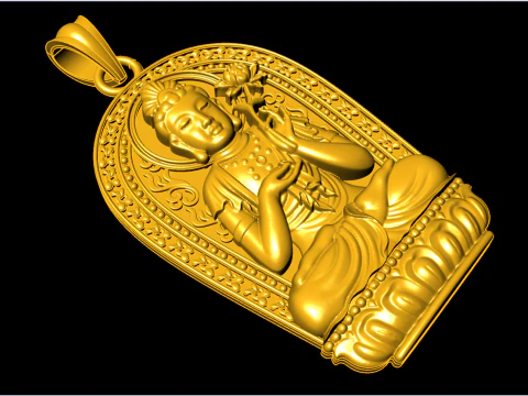 Mahasthamaprapta Bodhisattva Pendant - Buddhist Protection Jewelry - N911257 3D Print Model