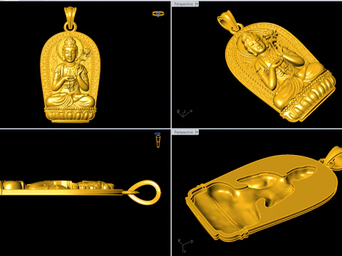 Mahasthamaprapta Bodhisattva Pendant - Buddhist Protection Jewelry - N911257 3D Print Model