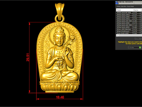 Mahasthamaprapta Bodhisattva Pendant - Buddhist Protection Jewelry - N911257 3D Print Model
