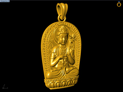 Mahasthamaprapta Bodhisattva Pendant - Buddhist Protection Jewelry - N911257 3D Print Model