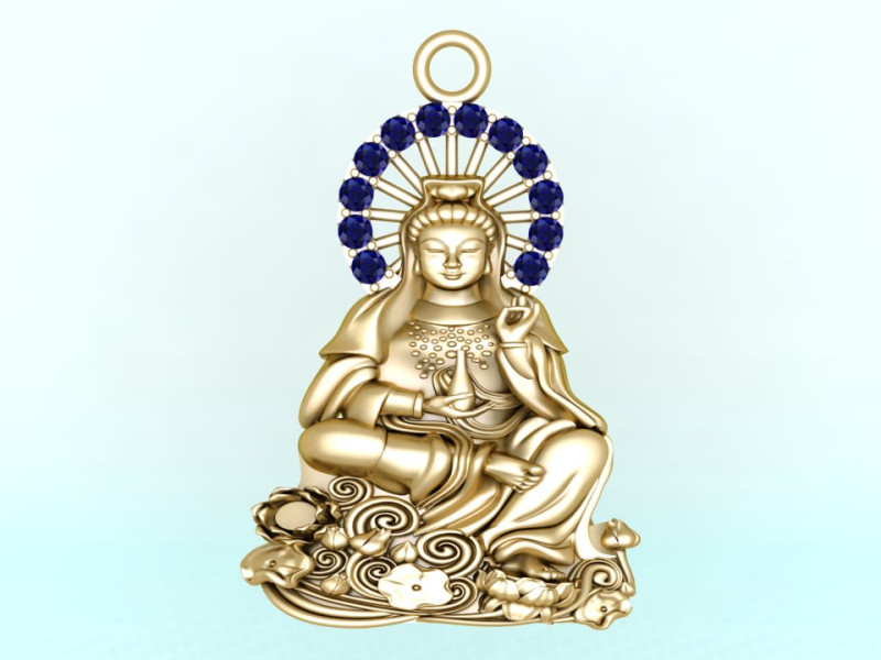 Guanyin pendant - Buddha pendant - N911347 3D 打印模型 .c4d .max .obj .3ds .fbx .stl .blend