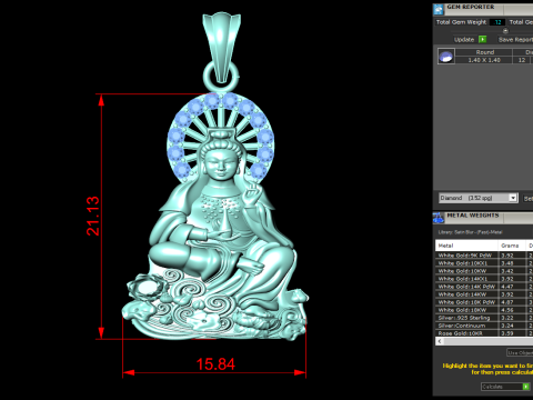 Guanyin pendant - Buddha pendant - N911347 3D 打印模型