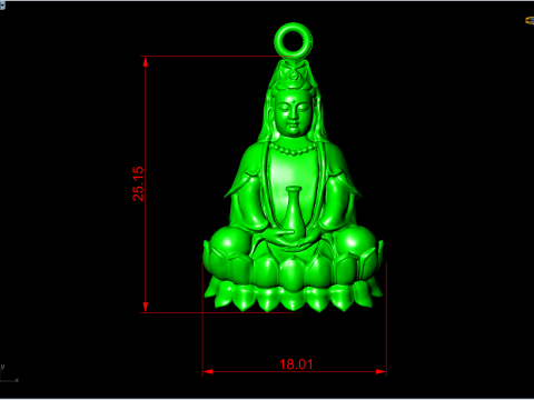 GuanYin pendant - Buddha pendant - N912952 3D प्रिंट मॉडल