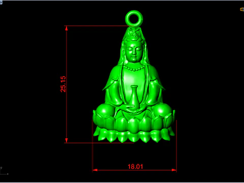 Pingente GuanYin - Pingente de Buda - N912952 Modelo de Impressão 3D