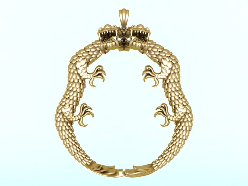 Twin dragon pendant - Dragon pendant - N912052 Modello di stampa 3D .c4d .max .obj .3ds .fbx .stl .blend