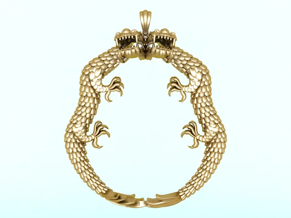 Twin dragon pendant - Dragon pendant - N912052 3D Print Model .c4d .max .obj .3ds .fbx .stl .blend 