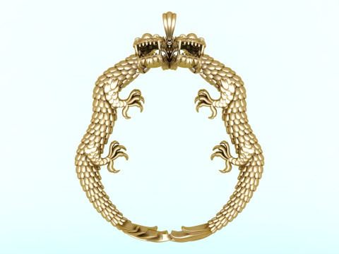 Twin dragon pendant - Dragon pendant - N912052 3D Print Model