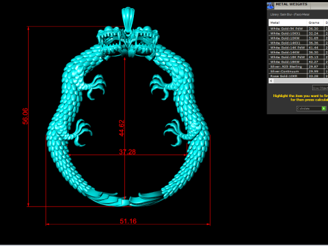 Twin dragon pendant - Dragon pendant - N912052 Modello di stampa 3D