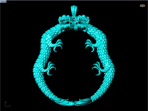 Twin dragon pendant - Dragon pendant - N912052 Modello di stampa 3D