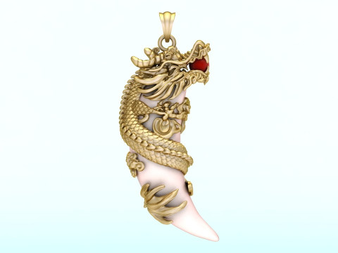 Dragon Wrapped Tiger Fang Pendant - N912420 3D 프린트 모델
