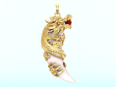 Dragon Wrapped Tiger Fang Pendant - N912420 3D 프린트 모델