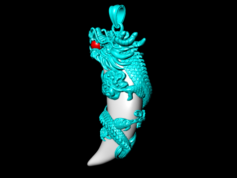 Dragon Wrapped Tiger Fang Pendant - N912420 3D 프린트 모델