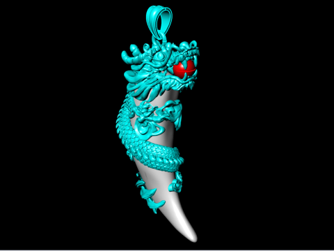 Dragon Wrapped Tiger Fang Pendant - N912420 3D 프린트 모델