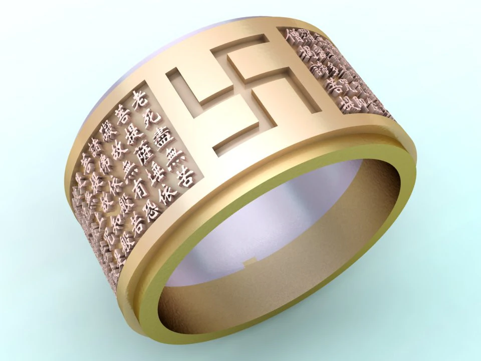 Heart Sutra Ring - Buddha ring - N912912 3D Print Model .c4d .max .obj .3ds .fbx .stl .blend 