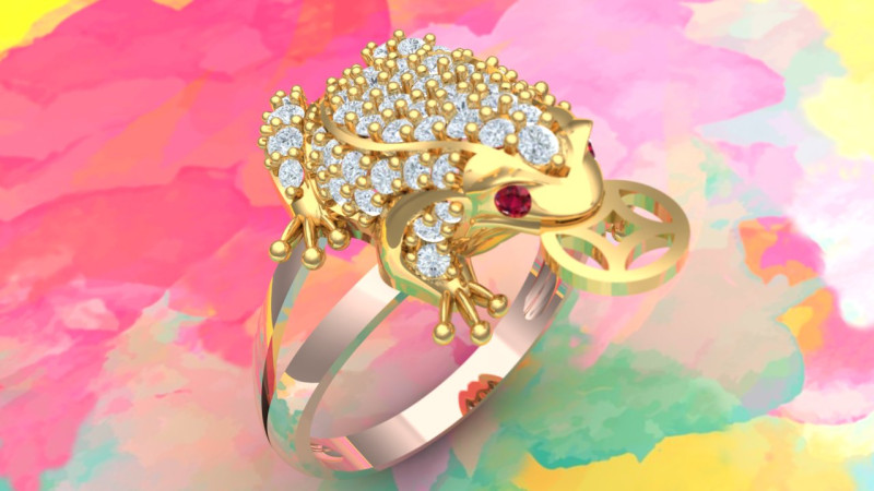 Toad Ring - Womens Rings - Diamond ring - N913834 3D Принт Модель .c4d .max .obj .3ds .fbx .stl .blend