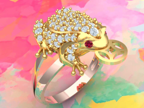 두꺼비 반지 - 여성용 반지 - 다이아몬드 반지 - N913834 3D 프린트 모델