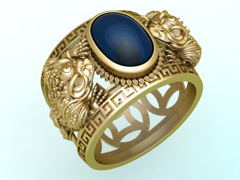 Toad ring - Jin Chan ring - Mens ring - N913852 3D Print Model .c4d .max .obj .3ds .fbx .stl .blend 