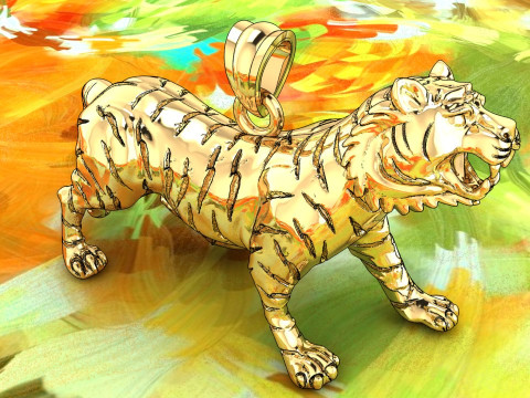 Tiger pendant - Mens pendant - N855 Modelo de impresión 3D