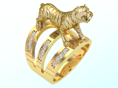 Tiger Ring - Mens Ring - N913954 3D प्रिंट मॉडल