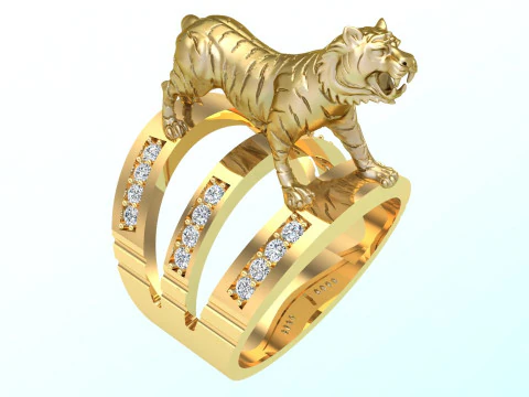 Cincin Harimau - Cincin Pria - N913954 Model Cetak 3D