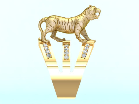 Tiger Ring - Mens Ring - N913954 3Dプリントモデル