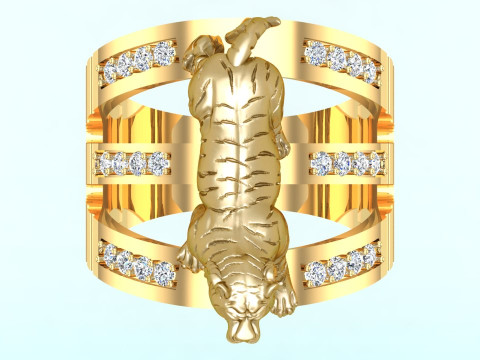 Tiger Ring - Mens Ring - N913954 3Dプリントモデル