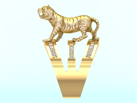 Tiger Ring - Mens Ring - N913954 3Dプリントモデル