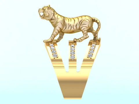 Tiger Ring - Mens Ring - N913954 3D Print Model