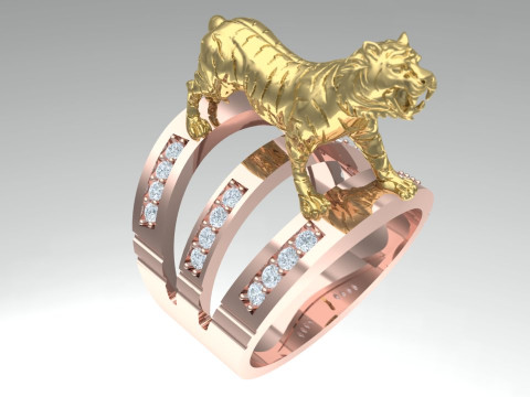 Tiger Ring - Mens Ring - N913954 3Dプリントモデル