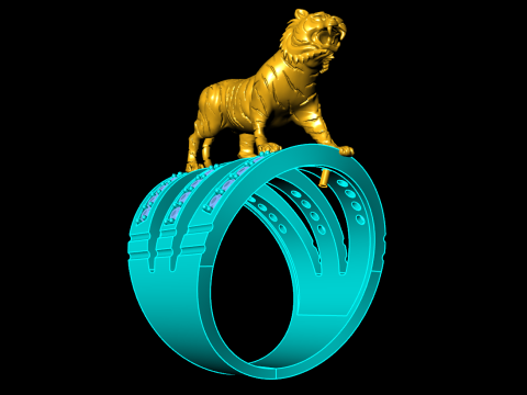 Tiger Ring - Mens Ring - N913954 3Dプリントモデル
