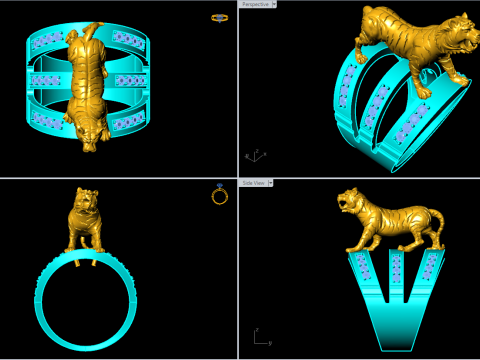 Tiger Ring - Mens Ring - N913954 3Dプリントモデル