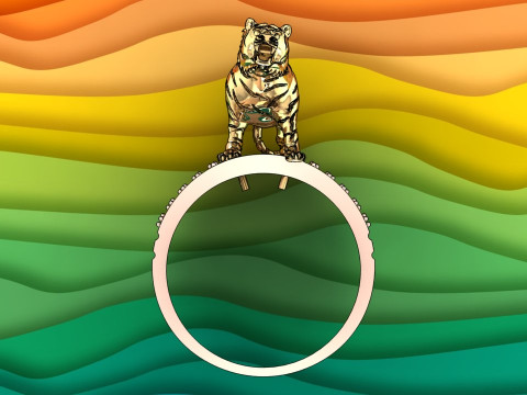 Tiger Ring - Mens Ring - N913954 3Dプリントモデル