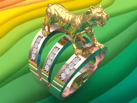 Tiger Ring - Mens Ring - N913954 3Dプリントモデル